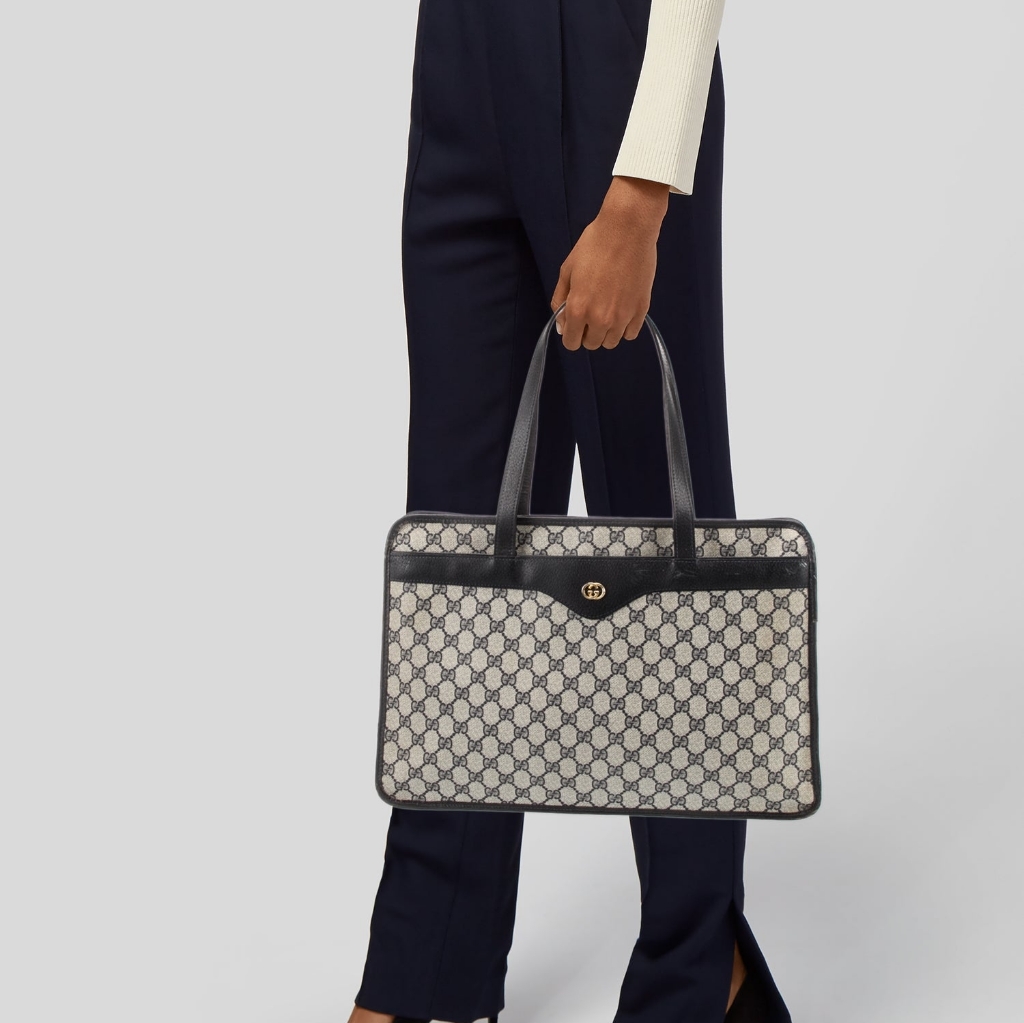 Authentic Vintage Gucci Gg Monogram Supreme Laptop Tote Bag